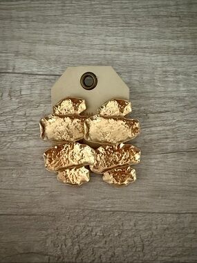 Anthropologie Hammered Gold Cluster Drop Earrings